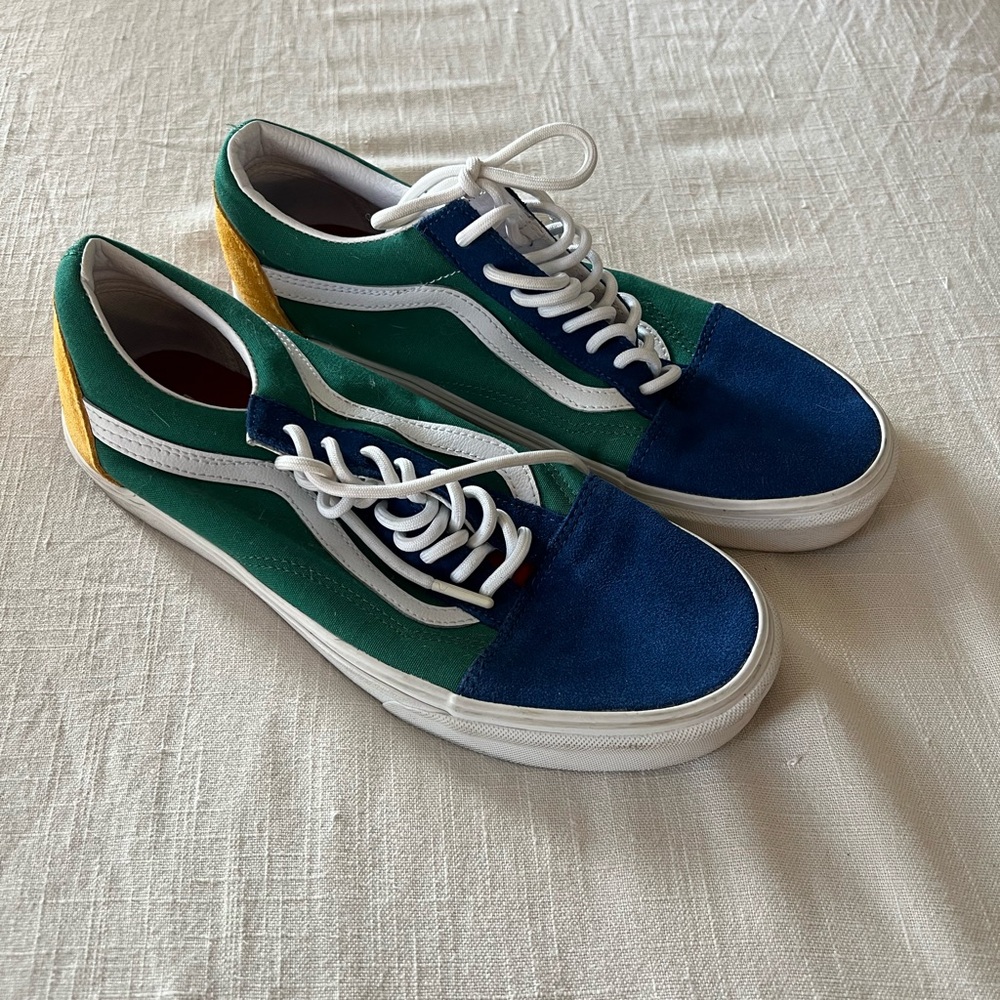 Vans Green and Blue Old Skool Sneakers Canvas Suede